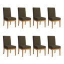 Ver imagem 1 de Kit 8 Cadeiras de Jantar Solana Linho Marrom Café Base de Madeira - Pallazio