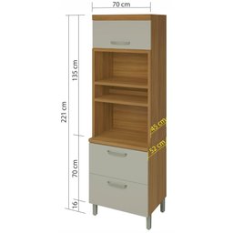 Cozinha Ilha Completa Princesa Off White com Freijó - Nesher - 2