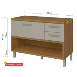 Cozinha Ilha Completa Princesa Off White com Freijó - Nesher - 4