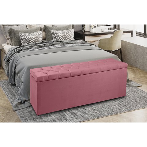Recamier Baú 1,60m Madrid Suede Rosa Dal Poz Estofados