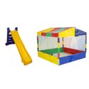 Ver imagem 1 de Kit Piscina de Bolinhas 2x2 + Escorregador Grande 4 Degraus Amarelo com Azul