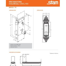 Fechadura Stam 1501/03 Externa Colonial - 2 Fechadura Stam 1501/03 Externa Colonial - 2