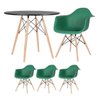 Mesa Redonda Eames 90cm Preto + 3 Cadeiras Eiffel Daw Verde Escuro - 1