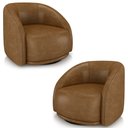 Ver imagem 1 de Poltrona Decorativa Orgânica Giratória Kit 2 Lya M22 Sintético Marrom - Mpozenato