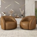 Ver imagem 2 de Poltrona Decorativa Orgânica Giratória Kit 2 Lya M22 Sintético Marrom - Mpozenato