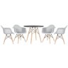 Mesa Redonda Eames 90cm Preto + 4 Cadeiras Eiffel Daw Cinza Claro - 1