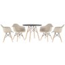 Mesa Redonda Eames 90cm Preto + 4 Cadeiras Eiffel Daw Nude - 1