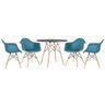 Mesa Redonda Eames 90cm Preto + 4 Cadeiras Eiffel Daw Turquesa - 1