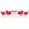 Mesa Redonda Eames 90cm Preto + 4 Cadeiras Eiffel Daw Vermelho - 1