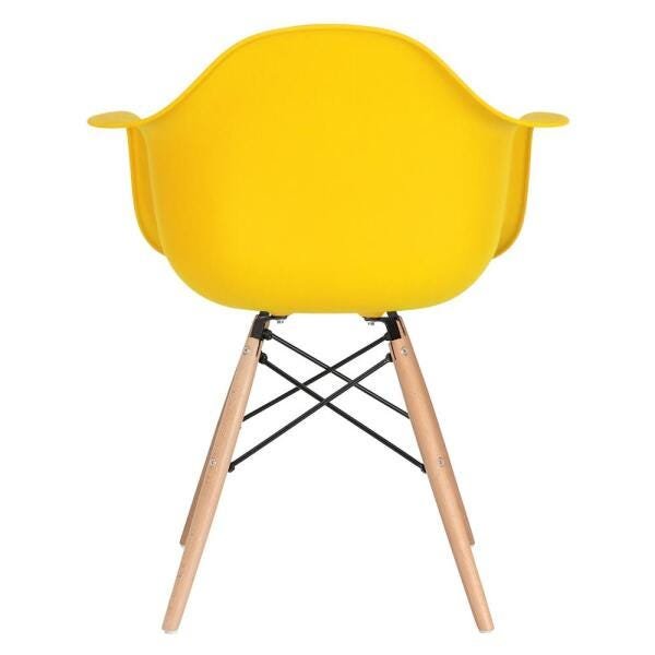 Mesa Redonda Eames 90cm Branco + 3 Cadeiras Eiffel Daw Amarelo - 4