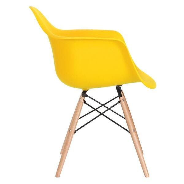 Mesa Redonda Eames 90cm Branco + 3 Cadeiras Eiffel Daw Amarelo - 3