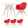Mesa Redonda Eames 90cm Branco + 3 Cadeiras Eiffel Daw Vermelho - 1