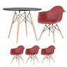 Mesa Redonda Eames 90cm Preto + 3 Cadeiras Eiffel Daw Terracota - 1