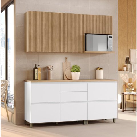 Cozinha Modulada 4 Peças Nesher Rainha Ripado 100% Mdf