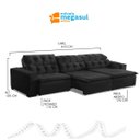 Ver imagem 3 de Sofá Retrátil Reclinável 9 Lugares 410cm com Pillow Veludo Preto Alasca Megasul