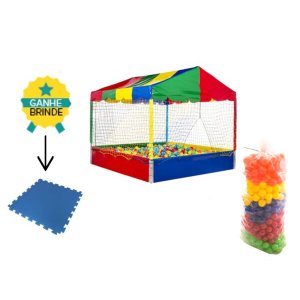 Kit Piscina de Bolinhas 1,5x1,5 + 1500 Bolinhas Coloridas 76mm Tatame EVA