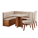 Ver imagem 2 de Canto Alemão Gourmet com 2 Cadeiras Mel/blonde/linho Bronze - Viero Móveis