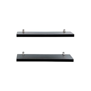 Kit 2 Prateleiras 100% MDF cor PRETA 30x10x1,5cm + Suporte de instalação