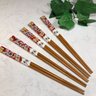 Conjunto De Palitos Japoneses Sushi Bambu Kyoto 5 Pares Hashi Floral Vermelho Yoi - 6