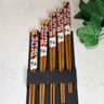 Conjunto De Palitos Japoneses Sushi Bambu Kyoto 5 Pares Hashi Floral Vermelho Yoi - 5