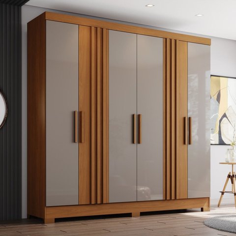 Guarda Roupa Casal 6 Portas 3 Gavetas Francês Marrom/Cinamomo/Avelã