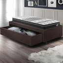 Ver imagem 6 de Base Box Cama Solteiro Sapateira Courino Linho Marrom e Colchão Gransleep Ecoflex 88x188