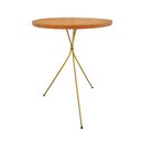 Ver imagem 2 de Mesa Lateral Redonda Pé Palito Tripé Metal 60cm X 45cm Madeira Maciça Apoio Decoração Sala Dourada