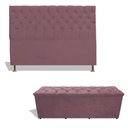 Ver imagem 1 de Kit Estrela Cabeceira de Cama Box Casal 140 Cm + Calçadeira Baú Suede Rosê Eli Móveis e Decora