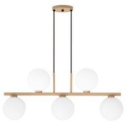 Luminária Pendente Teto Jabuticaba 5 Globos Vidro Champagne - 1