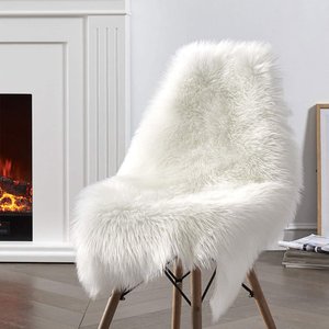 Manta Xale de Pelúcia Pelo Alto Branco Para Sofá/Cadeira Decoração Youtubers 1,00x80cm