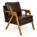 Ver imagem 2 de Poltrona Mona Luxo Madeira Maciça Corino Café para Sala de Estar Decorativa Moderna