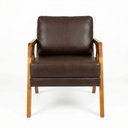 Ver imagem 3 de Poltrona Mona Luxo Madeira Maciça Corino Café para Sala de Estar Decorativa Moderna