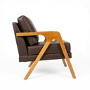 Ver imagem 4 de Poltrona Mona Luxo Madeira Maciça Corino Café para Sala de Estar Decorativa Moderna