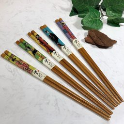 Kit Hashi 5 Pares Pauzinhos Japonês Bambu Modern Gueixas Kyoto Cozinha Oriental Sushi Yoi - 2