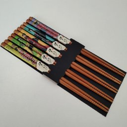 Kit Hashi 5 Pares Pauzinhos Japonês Bambu Modern Gueixas Kyoto Cozinha Oriental Sushi Yoi - 4