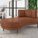 Ver imagem 2 de Chaise Longue Divã 164cm Braço Esquerdo Logus D06 Sintético Marrom - Mpozenato