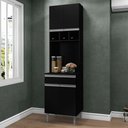 Ver imagem 2 de Paneleiro Torre Quente Armário de Cozinha Andréia 04 Portas Preto - Desk Design