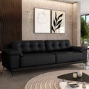 Ver imagem 1 de Sofá Living 4 lugares 292cm Agostino Pés Design em Ferro Couro Preto G52 - Gran Belo