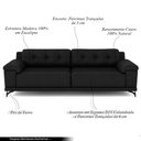 Ver imagem 3 de Sofá Living 4 Lugares 292cm Agostino Pés Design em Ferro Couro Preto G52 - Gran Belo