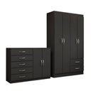 Ver imagem 3 de Guarda-roupa Bella 4 Portas 2 Gavetas com Cômoda 2 Portas 5 Gavetas Preto - Panorama Móveis