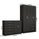 Ver imagem 4 de Guarda-roupa Bella 4 Portas 2 Gavetas com Cômoda 2 Portas 5 Gavetas Preto - Panorama Móveis