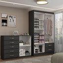 Ver imagem 2 de Guarda-roupa Bella 4 Portas 2 Gavetas com Cômoda 2 Portas 5 Gavetas Preto - Panorama Móveis