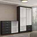 Ver imagem 5 de Guarda-roupa Bella 4 Portas 2 Gavetas com Cômoda 2 Portas 5 Gavetas Preto - Panorama Móveis