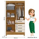 Ver imagem 4 de Guarda Roupa Solteiro Sobral e Cômoda Vênus Freijó Off White – Moval