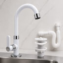 Ver imagem 1 de Kit Torneira Branca Lavatório Banheiro ABS + Válvula Lavatório ABS + Sifão Extensível