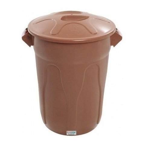 Cesto Plástico 40l Com Tampa (cr40):Marrom