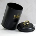 Ver imagem 5 de Kit 2 Latas Porta Condimentos Industrial Pote Açúcar e Café Preto Fosco E Dourado Yoi