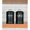 Ver imagem 2 de Kit 2 Latas Porta Condimentos Industrial Pote Açúcar e Café Preto Fosco E Dourado Yoi