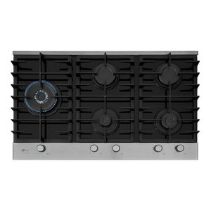 Cooktop a Gás Fischer 5 Bocas Tripla Chama Platinium com Trempe de Ferro Fundido Mesa Vidro 33810-