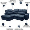 Ver imagem 4 de Sofá 3 Lugares Retrátil Reclinável Chaise Esquerdo 243cm Solin F04 Veludo Azul - Lyam Decor